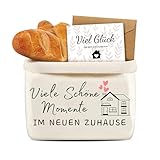 Yezirzax Brotkorb Stoff Einzugsgeschenke Wohnung, 37x25x15cm Brötchenkorb Mit Karte Und Umschlag, Einzugsgeschenk Wohnung, Einweihungsgeschenk Haus, Dekorativer Brotkorb Stoff Mit Druck