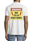 Ajuste: corte clásico Warning Sign May Yell at Video Games - Polo de algodón para hombre, color blanco, blanco, XL