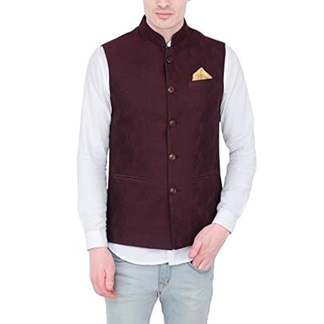 wine colour nehru jacket