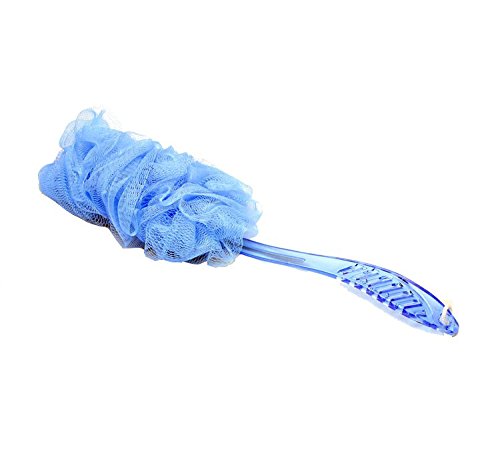 fok 1pc long handle bath body brush loofa sponge nylon mesh scrubber shower pouf- random color