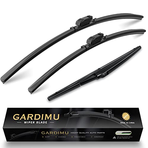 GARDIMU Front and Rear Windshield Wiper Blades, 3 Pcs Front and Back Window Wipers Blades Replacement for Mazda CX-5 CX-9 2017-2024, Car Wiper Blades for CX 5 CX 9 2017 2018 2019 2020 2021 2022 2023 by GARDIMU - Used condition - US$21.24
