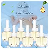 Plug In Air Freshener Refills, Baby Powder Scent, 6 count, Plug-In Fragrance Refills for Home & Bathroom、Office, Compatible with Air Wick & Glade, Not Include Glade Plus