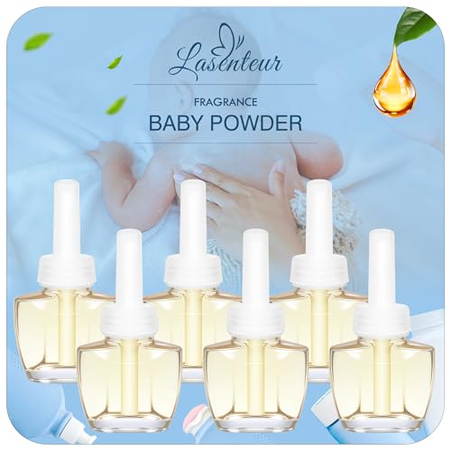 Plug In Air Freshener Refills for Home, Baby Powder Scent for Bathroom & Office, 6 Count Plug Refill, Compatible with Air Wick & Glade, Not Include Glade Plus