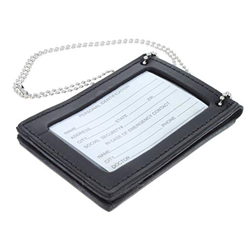 Asr Federal 3 In 1 Leather Id Badge Holder Police Gear With Lanyard Neck Chain, Belt Clip Attachment, Black #TOP13