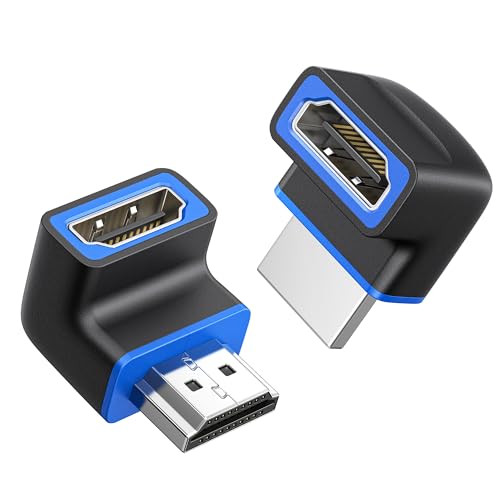 Cable Matters Paquete Combinado de Adaptadores HDMI Planos 8K a 60 Hz / 4K a 120 Hz en ángulo de 270º y 90º con HDR (Adaptador HDMI 8K en ángulo Recto/Adaptador HDMI en ángulo de 90º) en Negro