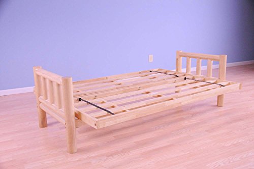 Clearwater Creek Outfitters Northwoods Lodge Log Futon Frame In Natural Wood With 8" Premium Innerspring Mattress (Peter's Cabin) #TOP3