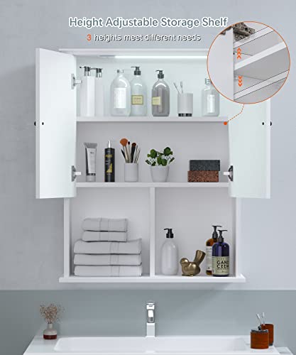 Haioou HO-MC001 Bathroom Wall Cabinet With Motion Sensor Led Light, Wooden Medicine Cabinet Wall Mounted Cupboard thumb #4