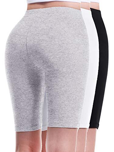 Design By Olivia Women's Basic Solid Active Yoga Biker Shorts 3Pack - Black/White/H.grey L #TOP1