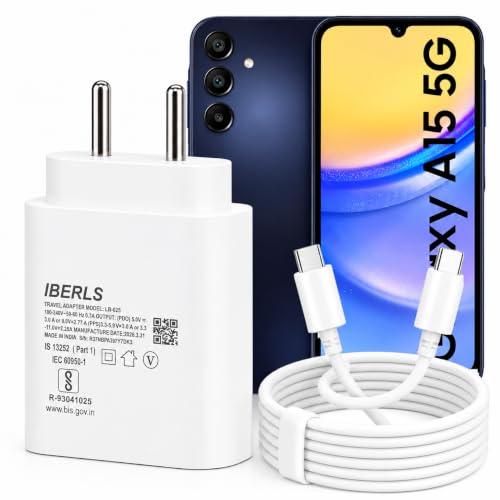 Image of 25W Pd 3A Type-C Super Fast Charging Adapter with 1M Type C Cable for Galaxy A15 /A57 /A37 /A07 /A36 /A56 /A17 /A26 /A06 /A35 / A55 /A16 /Tablet /Galaxy Watch- Charge Your Device with 25 Watt USB C Fast Charger