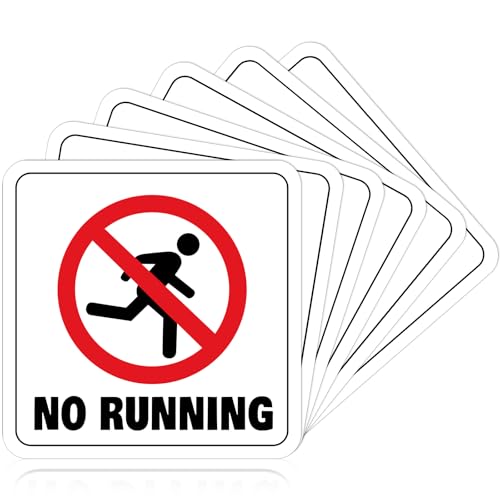Jutom 10 Pcs 6 x 6 Inch No Running Adhesive Pool Safety Marker with Graphic No Running Pool Sign Swimming Accessories Signs Decor for Outdoor
