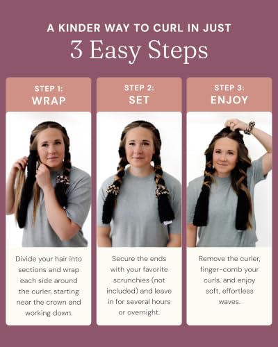 BlairCo Heatless Hair Curler Headband – Handmade Sherpa No Heat Curling Rod for Overnight Curls – Soft Curlers to Sleep in for Medium to Long Hair – Washable Heatless Curling Set – Black — view 5