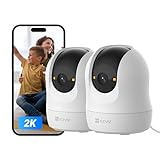EZVIZ C6N G1 2K 360° Überwachungskamera für den Innenbereich, WiFi Kamera Indoor 3MP, Personenerkennung, Auto-Zoom-Track, Farbnachtsicht, 2,4 GHz, Kompatibel mit Alexa, Keine Monatsgebühr, 2 Stück