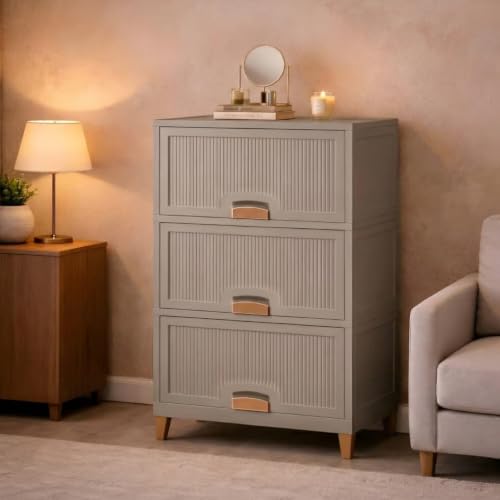 Image of mechdel Cupboard Rack for Clothes Plastic Cabinet for Storages Foldable Wardrobe for Clothes Plastic Cloth Rack for Storages Clothe Storage (Cupboard Rack-1 Door - Grey, 1PCS)