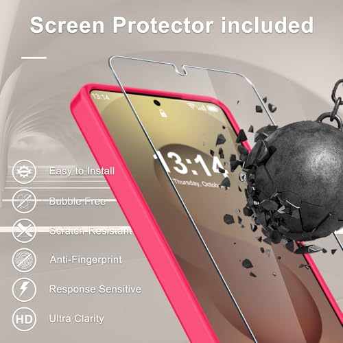 Image of YENAPOON for Samsung Galaxy S26+ Plus Case, Matte Magnetic Phone Cover | Fit for MagSafe, Screen Protector included, Shockproof Military Grade Protection, Translucent Frosted Back, Hot Pink