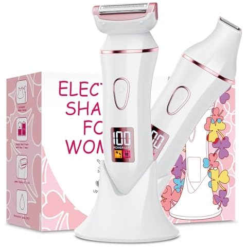 2-in-1 Bikini Trimmer for Women, Gifts for Women, Electric Shaver for Womens, Rechargeable Wet Dry Lady Hair Remover,IPX7 Waterproof, Razor for Legs Cover