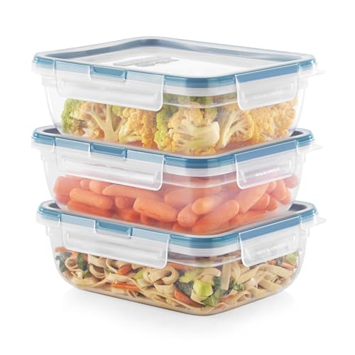 Snapware Plastic Total Solution 3-Pack (8.5-Cup) Food Storage Containers Set, Leakproof & Airtight Plastic Locking Lids Rectangular Containers, BPA-Free Lids, Microwave Dishwasher Freezer Safe by Snapware - Used condition - US$19.35