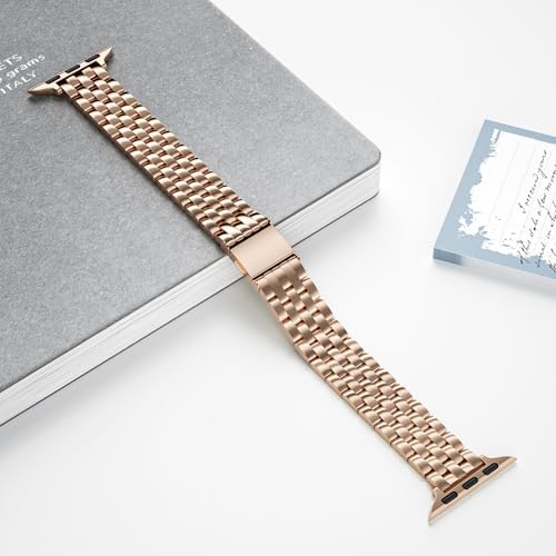 Polished Stainless Steel Band for Apple Watch 42/44/45/46/49mm, Rose Gold by Ovawda - Used condition - Image 9