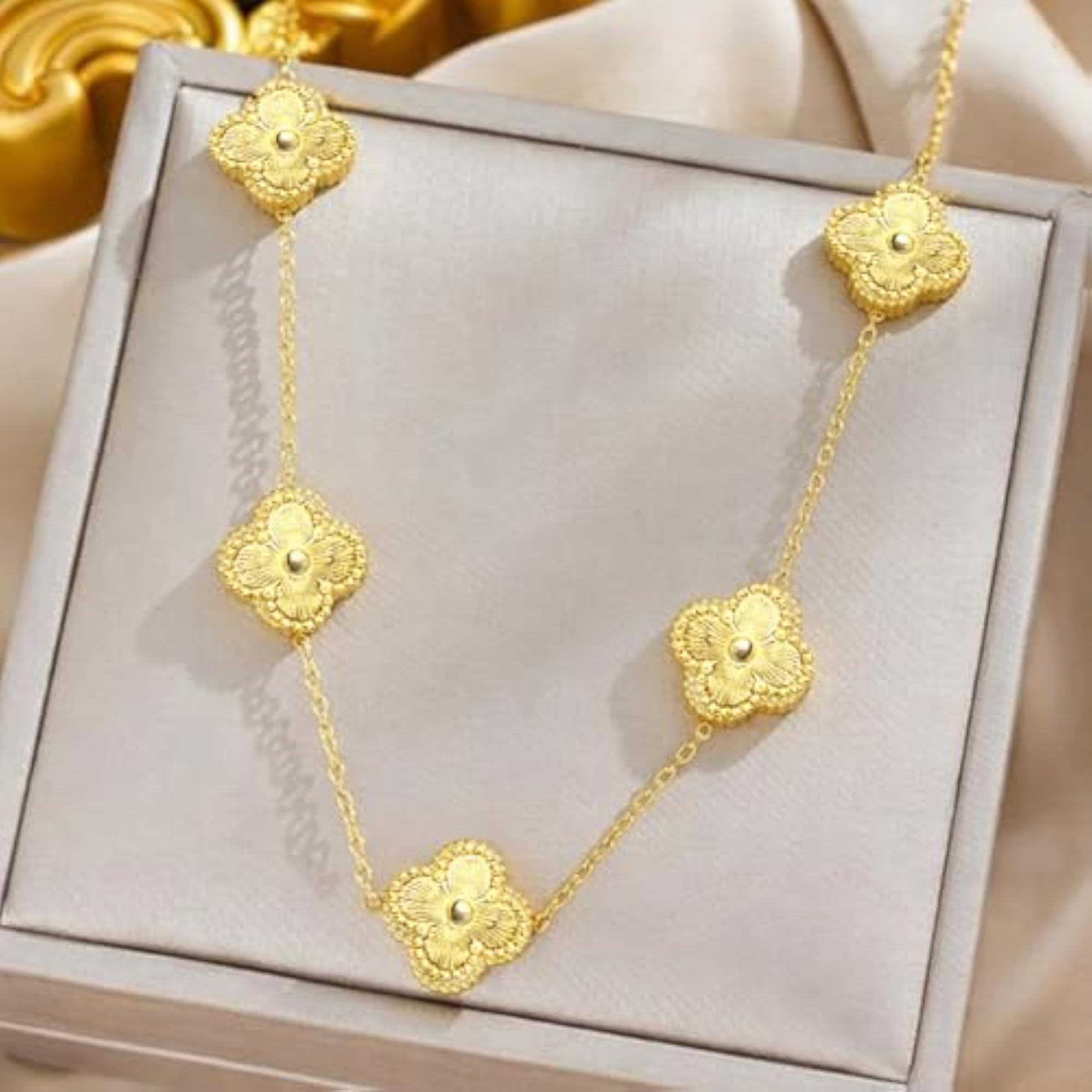 Women's Gold Plated Clover Jewellery Set Combo