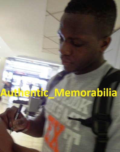 Mohamed Sanu Autographed Logo Football W/PROOF, Picture of Mohamed Signing For Us, PSA/DNA Authenticated - Thumbnail 3