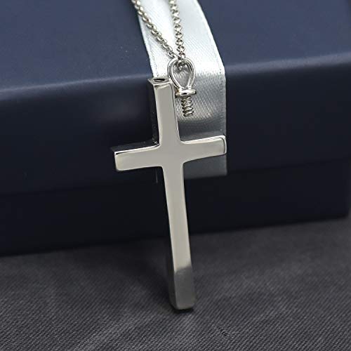 BEILIN 925 Sterling Silver Cremation Jewelry Cross Urn Pendant Memorial Cross Urn Necklace for Ashes4
