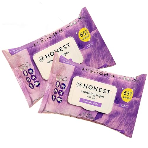 Image of Honest Sanitizing Alcohol Wipes & Disinfecting Wipes, Cleans & Kills 99% of Germs, Made With Aloe & lavender 100 Count (2 Packs of 50) by 4K Logistics
