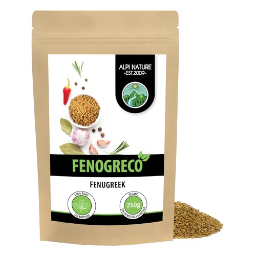 Semillas de fenogreco (250g), 100% naturales, veganas y sin aditivos, fenogreco en granos especia