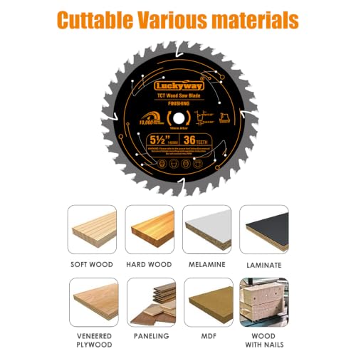 Luckyway 5 1/2 Inch Circular Saw Blade 36T Fine Finish, 10mm Arbor, 2-Pack by Luckyway - Used condition - Image 3