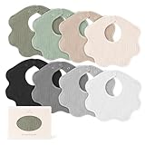 Konssy Muslin Baby Bibs 8 Pack, 100% Cotton Absorbent Bandana Drool Bibs for Teething and Drooling for Unisex Boys and Girls