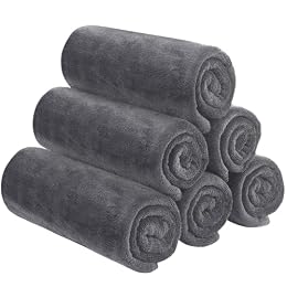 SINLAND Microfiber Gym Towels, Workout Sweat Towel 16x32, 6 Pack Grey
