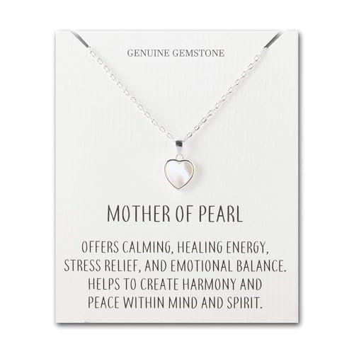 Philip Jones Mother of Pearl Gemstone Heart Necklace with Quote Card
