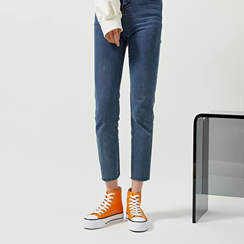 Sernial Womens White Platform Sneakers High Top Platform Shoes Fashion Canvas Shoes For Women(Yellow,Us7) #TOP6