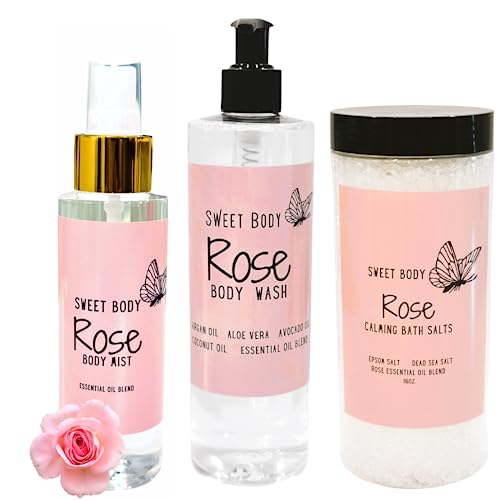 Sweet Body Rose Soft & Fresh Women’s Body Mist, Fine Fragranced Body Perfume Misting Spray, Sensual Light Scent Fragrance, Hair & Body Spritz Essential Oils 4Oz. (Rose) Pack Of 1 #TOP5