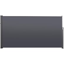 Retractable Side Awning Privacy Screen, Water Resistant Divider for Balcony Garden Courtyard, Manual Roll Up Sun Shade with Rust-Resistant Metal Frame Dark Grey, 118.1" W x 70.9" H