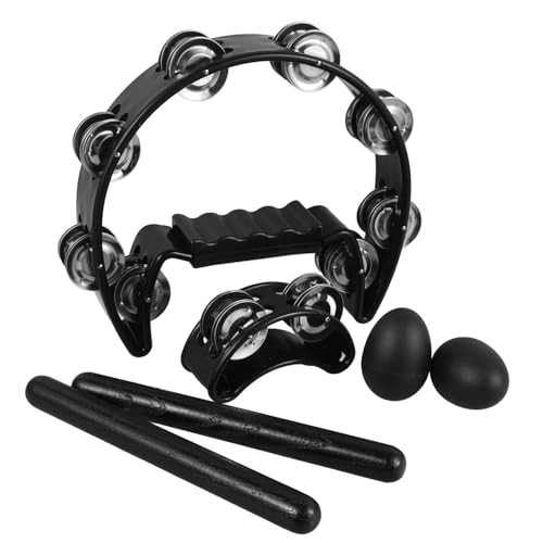 Jeu d'instruments de percussion pour fêter un anniversaire avec tambourin et clochettes