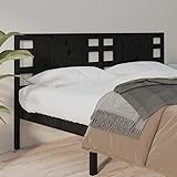 ZEYUAN Cabecero de Cama, Cabeceira Cama, Cabezal De Cama, Cabecero Y Mesitas, Mesilla De Noche, Madera Maciza de Pino Negro 166x4x100 cm