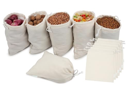 Emsavior Reusable Cotton Produce Storage Bags – Medium 8x10 Inch