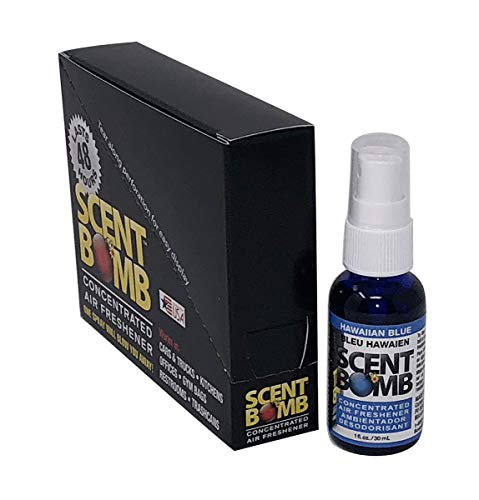 Image of Scent Bomb Air Freshener Spray, Long-Lasting Odor Eliminator - Effective Deodorizer for Home & Car, Fresh Room Spray for Kitchen, Bathroom & Smell Neutralizer - 1 oz Pack of 4, Hawaiian Blue Scent