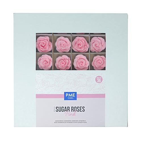 PME 4mm Roses en Sucre pour la décoration de gâteaux, 36 pièces (Rose)