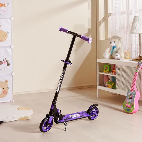 Image of Amazon Brand - Jam & Honey Kids Kick Folding Scooter for Kids (2+ Years) | 3- Step Height Adjustable Handle, Smooth Bearing Wheels & PVC Tyres | BIS Certified | Purple