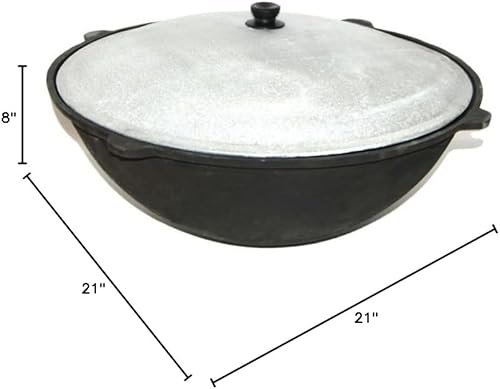 Miniatura 9 de Caldero de hierro fundido uzbeko tradicional kazán 22L Qozon Qazán Caldero Kadai Pilaf Plov Lagman Shorpa