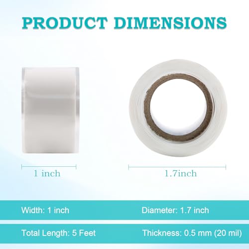 Image of Self Fusing Silicone Tape 2 Rolls 1 in x 5' White Waterproof Rubber Leak Proof Sealing Rubber Self-amalgamating Tape for Emergency Hot and Cold Water Pipe Repairs and Tool Fixation