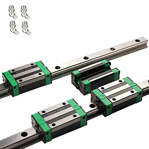 HGR 20 Linear Guide Rail Set - 200mm Precision Linear Slide Rail + 4 Bearing Blocks for DIY CNC Routers, Lathes & Mills - High-Precision Motion System for Smooth Operation