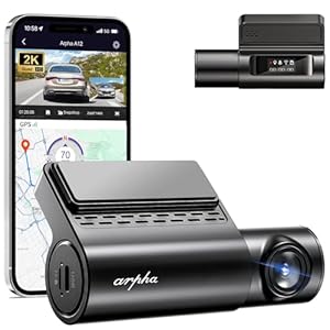 ARPHA A12 WiFi 2K Dash Cam, Voice Control Dashcam for Cars, 150° Wide Angle Front Hidden Car Dash Camera with Free APP, Built-in GPS, Night Vision, G-sensor, 24H Parking Mode, Fatigue Driving Reminder