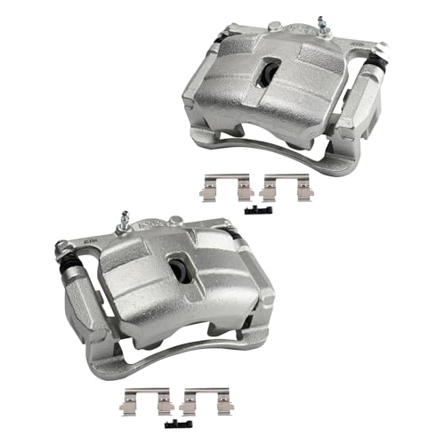 Image of TRQ Front Driver and Passenger Side Brake Caliper Set Caliper Brackets Hardware Compatible with 2008-2013 Nissan Rogue 2014-2015 Nissan Rogue Select