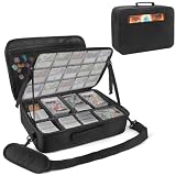 Card Deck Storage Bag for 2000+ Cards,3-Layer MTG Bag Card Storage Box with 10 Customizable Partitions & Adjustable Shoulder Strap,Trading Card Case Fits for MTG,YuGiOh,TCG,Magic,Sports Cards - Black