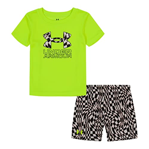 Under Armour Conjunto de camiseta e short para meninos, manga curta e design de regata, leve e respi