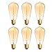 Produktbild DoRight Vintage Glühbirne E27 40W Warmweiß 2700-2900K, E27 Glühbirne Vintage, ST64 Dimmbar Filament Beleuchtung Wolfram Glühlampe Retro Bernstein Dekorative Antike Lampe 240V, 6 Stück