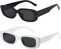 Kit 2 Óculos de Sol Feminino, Estilo Retro Preto e Branco, Ideal para Dia a Dia, Praia e Rotina Urbana
