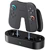 NEWDERY Charging Grip & Charging Dock for Switch 2, Magnetic Grip Controller Compatible with Switch 2 Joycons, Play While Charging with LED Indicator-Black