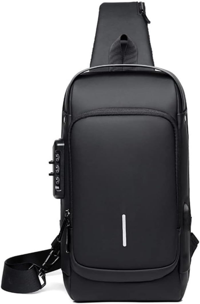 Mochila Transversal Masculina Mochila Feminina Unissex com cadeado à prova d água anti-roubo bolsa com porta de carregamento USB bolsa de ombro Impermeável Premium Mochila Transversal Masculina Mochila Feminina Unissex com cadeado à prova d água anti-roubo bolsa com porta de carregamento USB bolsa de ombro Impermeável Premium